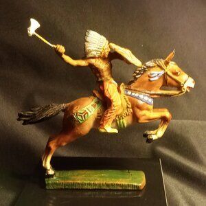Elastolin Fantastic Horse with Native American with shield and ax (1930's)